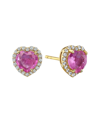 FOREVER CREATIONS USA INC. FOREVER CREATIONS 14K 2.13 CT. TW. DIAMOND & PINK SAPPHIRE HALO HEART EARRINGS