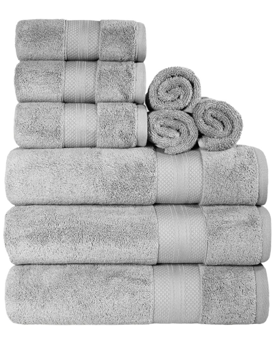 Superior Turkish Cotton Highly Absorbent Solid 9pc Ultra-plush Towel Set In Grey