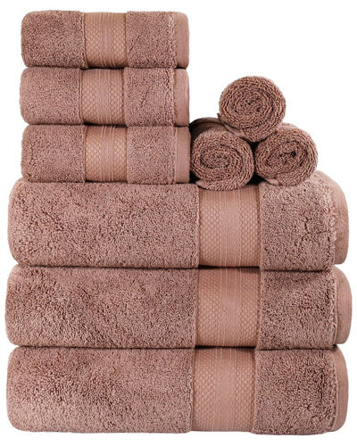 Superior Turkish Cotton Highly Absorbent Solid 9pc Ultra-plush Towel Set In Taupe
