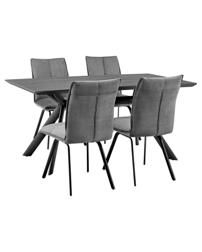 Armen Living Margot And Charcoal Rylee 5pc Modern Rectangular Dining Set In Black