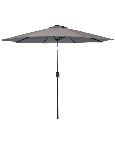 Sunnydaze Outdoor Market Patio Umbrella With Solar Led Lights In Grey