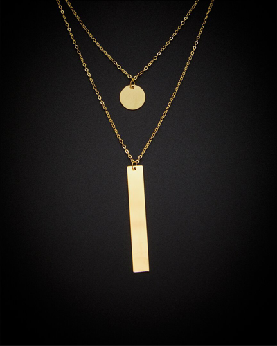 Italian Gold 14k  Disc & Bar Necklace
