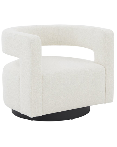 Safavieh Couture Edgar Velvet Swivel Chair In Ivory