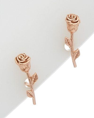 Italian Rose Gold Rose Bud Earrings