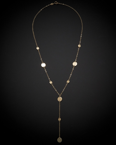 Italian Gold Disc Station Lariat Necklace