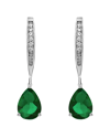 Genevive Sterling Silver Emerald Cubic Zirconia Dangling Earrings