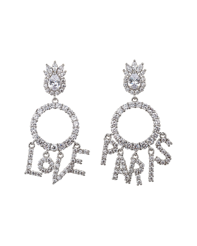 Eye Candy La Love Paris Cz Crystal Drop Earrings In Silver