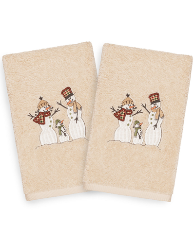 Linum Home Textiles Set Of 2 Christmas Snow Family Hand Towels