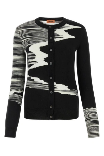 Missoni Abstract-pattern Wool Cardigan In Black