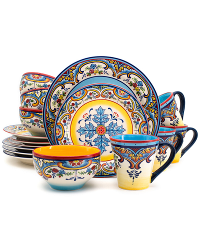 Euro Ceramica Zanzibar 16pc Stoneware Dinnerware Set In Multi