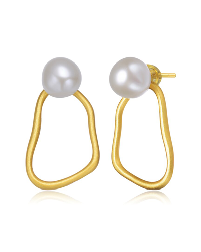 Genevive 14k Over Silver 10-9mm Pearl Earrings