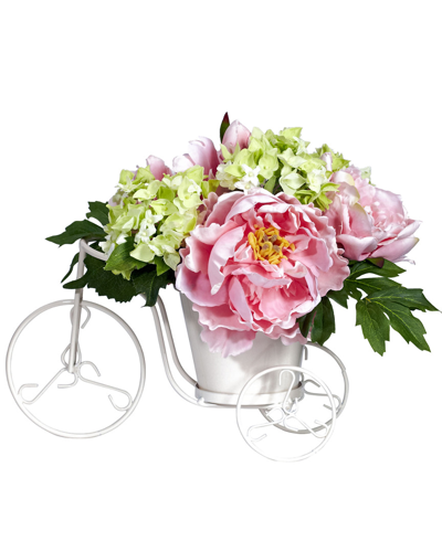 Nearly Natural Peony & Hydrangea Tricycle Silk Flower Arrangement