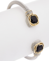 JUVELL JUVELL 18K TWO-TONE PLATED BLACK TOPAZ CUFF