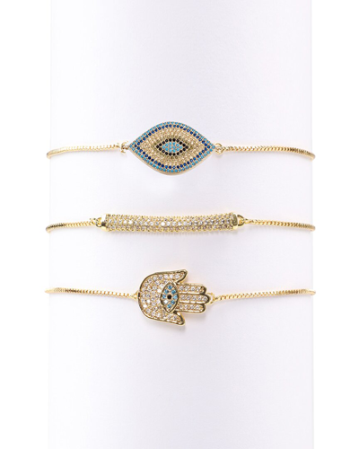 Eye Candy La Luxe 18k Plated Cz Hamsa Bracelet Set