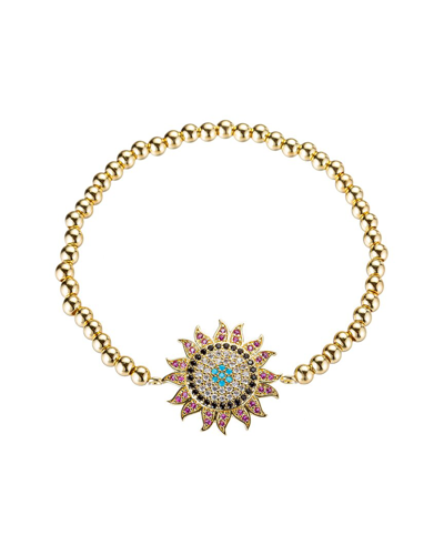 Eye Candy La Luxe Collection 18k Plated Cz Beaded Stretch Bracelet