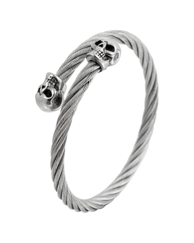 Eye Candy La Luxe Collection Titanium Double Skull Cuff Bracelet