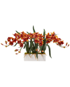 Nearly Natural Cymbidium Arrangement With Decorative Vase