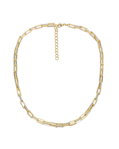Genevive Silver Cz Link Chain Necklace