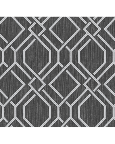 Brewster Frege Charcoal Trellis Wallpaper