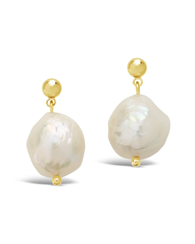 Sterling Forever 14k Plated 13mm Pearl Drop Studs
