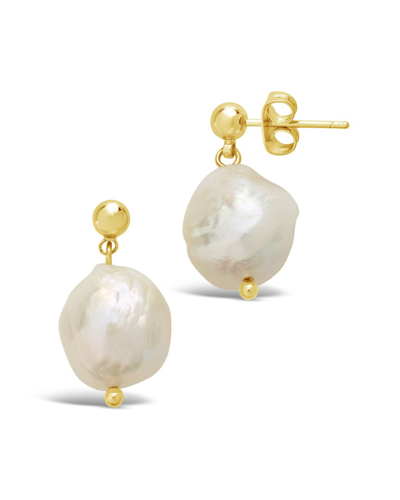 Sterling Forever 14k Plated 13mm Pearl Resin Large Drop Studs