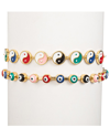 Eye Candy La The Luxe Collection Enamel Yin Yang & Evil Eye Set Cuff Bracelet