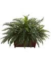 Nearly Natural River Fern W/ Wood Planter
