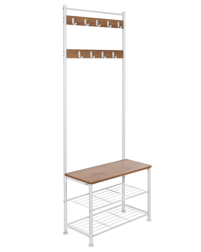 Honey-can-do Entryway Hall Tree With Bench And Shoe Storage In White