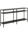 Abraham + Ivy Sivil 55in Blackened Bronze Console Table With Metal Shelves In Black