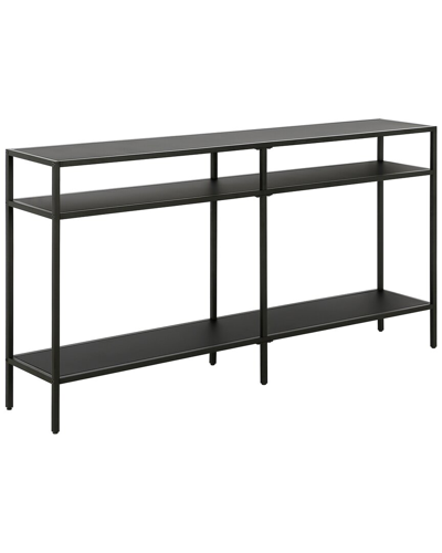 Abraham + Ivy Sivil 55in Blackened Bronze Console Table With Metal Shelves