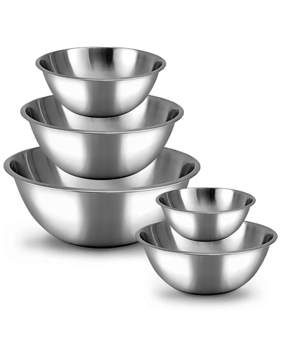 Glomery Stainless Steel Mixing Bowls Set In Silver