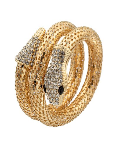 Eye Candy La Crystal Snake Wrap Bracelet In Gold