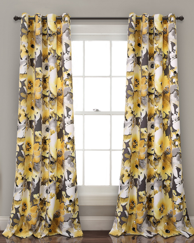 Triangle Home Floral Watercolor Room Darkening Window Curtain Panels