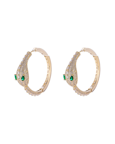 Eye Candy La Luxe Collection 18k Plated Cz Green Mamba Earrings