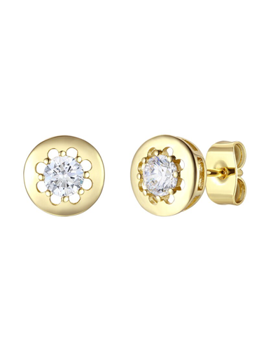 Rachel Glauber 14k Plated Cz Round Studs In Gold-tone