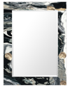 Empire Art Direct Ebony & Ivoryrectangular Beveled Mirror On Free Floating Printed Tempered Art Glas In Multi