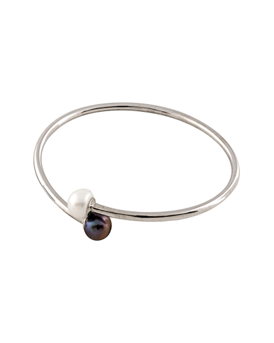 Splendid Pearls Rhodium Plated Silver 9-9.5mm Freshwater Pearl Bracelet