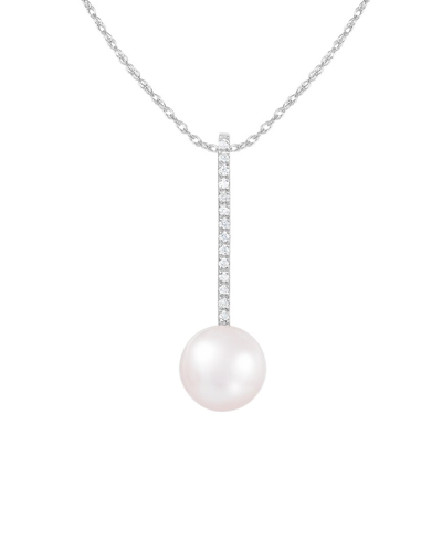 Masako Pearls 14k Diamond 8-9mm Pearl Pendant Necklace