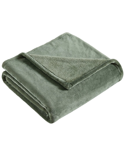 Eddie Bauer Ultra Lux Plush Solid Plush-reversible Throw Blanket In Green