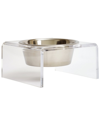 HIDDIN HIDDIN CLEAR SINGLE BOWL PET FEEDER WITH SILVER BOWLS