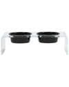 HIDDIN HIDDIN SMALL CLEAR DOUBLE BOWL PET FEEDER WITH BLACK BOWLS