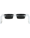 Hiddin Small Clear Double Bowl Pet Feeder With Black Bowls In Black