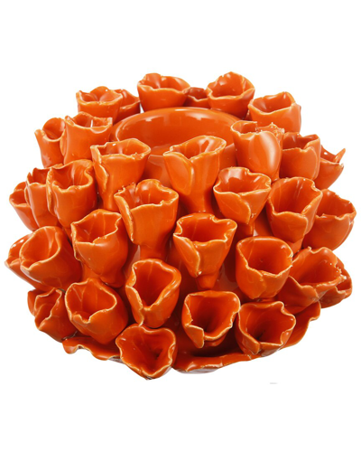 R16 Open Coral Candle Holder In Orange