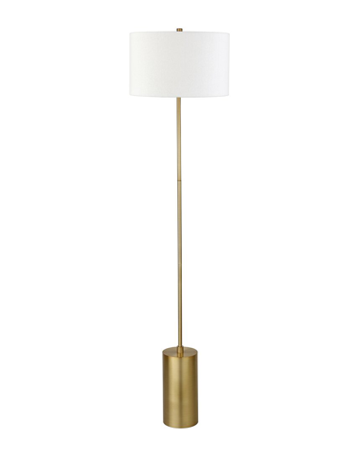 Abraham + Ivy Somerset Brass Finish Floor Lamp With Drum Shade In Gold