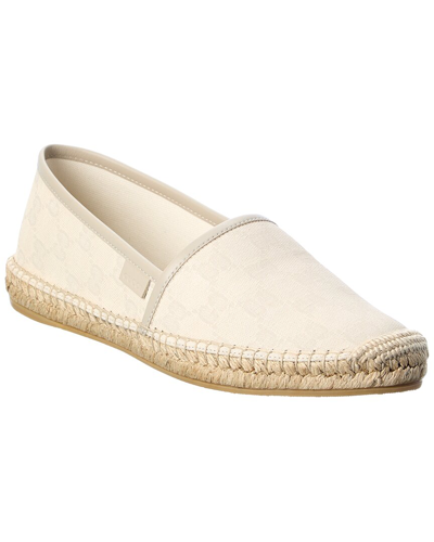 Gucci Gg Canvas & Leather Espadrille In White