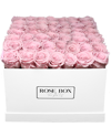ROSE BOX NYC ROSE BOX NYC LARGE WHITE SQUARE BOX WITH LIGHT PINK ROSES