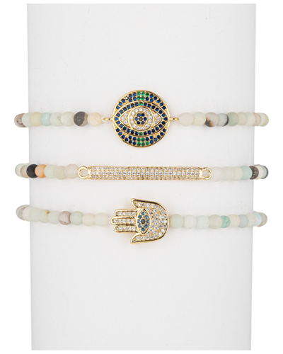 Eye Candy La The Luxe Collection Amazonite Cz Cici Charm Stretch Bracelet Set