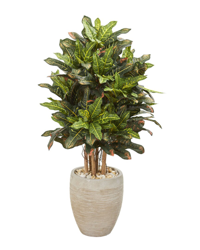 Nearly Natural 3.5ft Croton Artificial Plant In Planter In Green