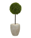 Nearly Natural 3' Boxwood Ball Topiary Artificial Tree In Oval Planter Uv Resistant In Green
