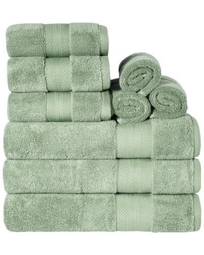 Superior Turkish Cotton Highly Absorbent Solid 9pc Ultra-plush Towel Set In Olive